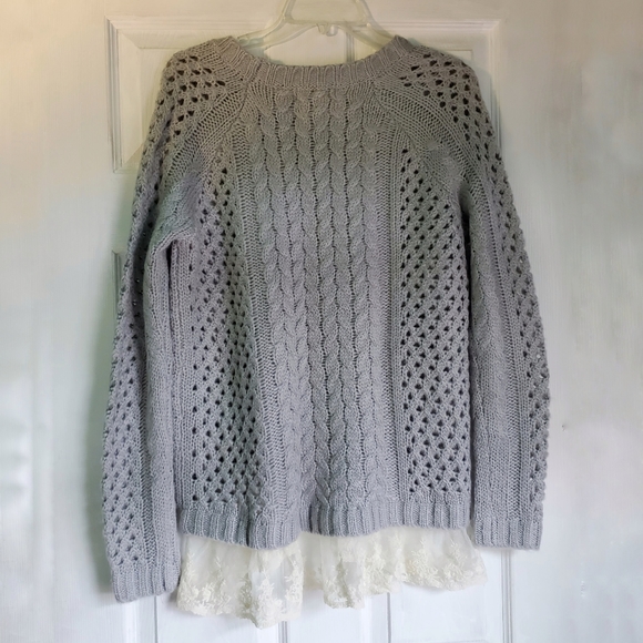 POL Sweater Lace Trim Light Gray Small NWOT - Picture 4 of 13
